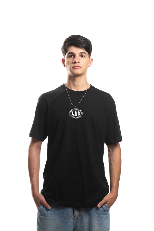 T-Shirt Preta Oversized LKS Company Shield