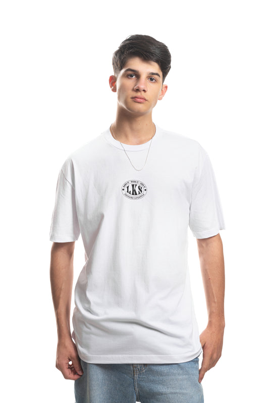 T-Shirt Branca Oversized LKS Company Shield