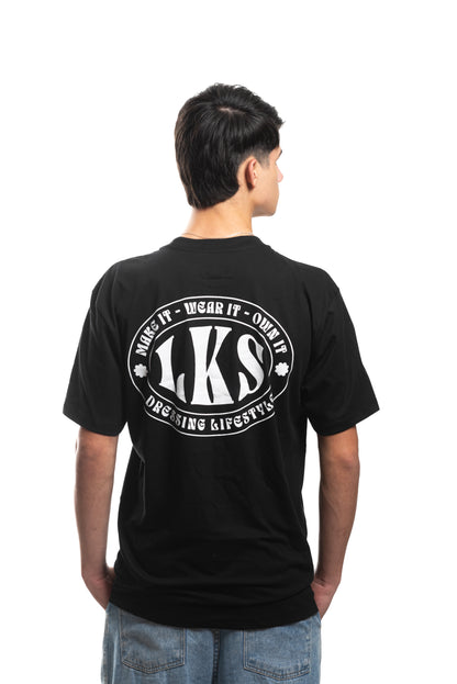 T-Shirt Preta Oversized LKS Company Shield