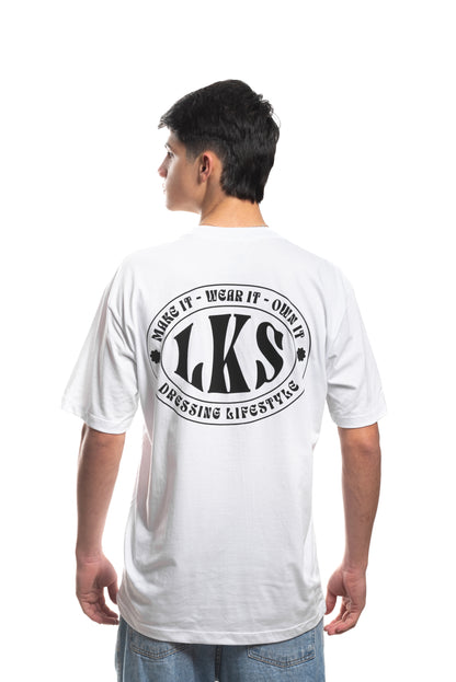 T-Shirt Branca Oversized LKS Company Shield