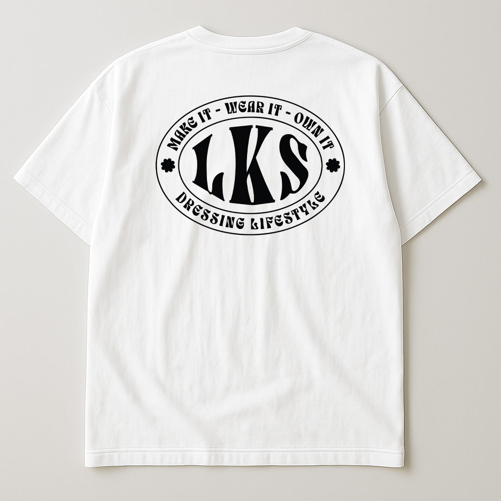 T-Shirt Branca Oversized LKS Company Shield
