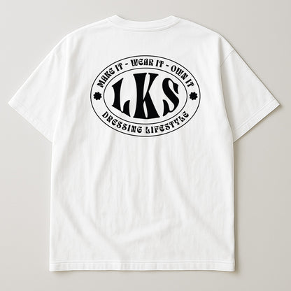 T-Shirt Branca Oversized LKS Company Shield