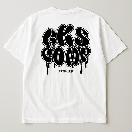 T-Shirt Branca Oversized LKS Company Graffiti