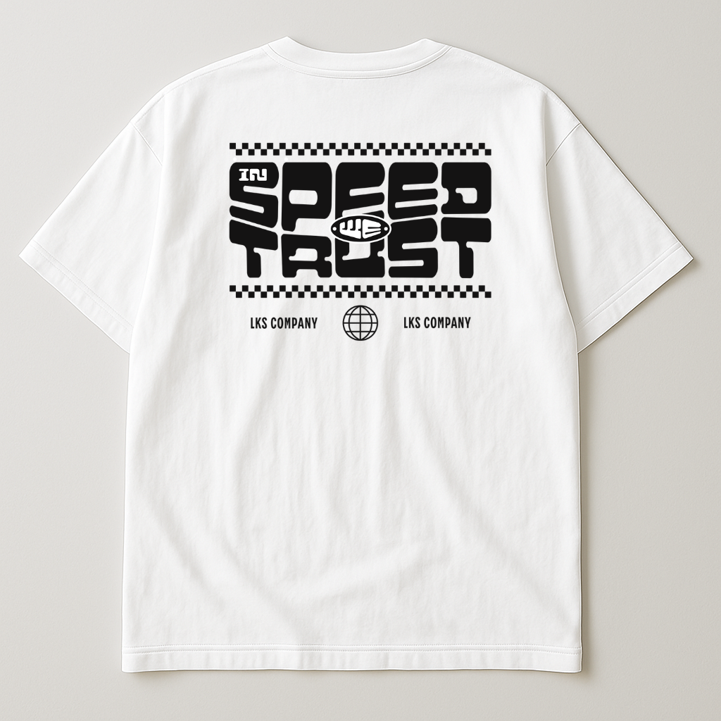 T-Shirt Branca Oversized LKS Company In Speed We Trust