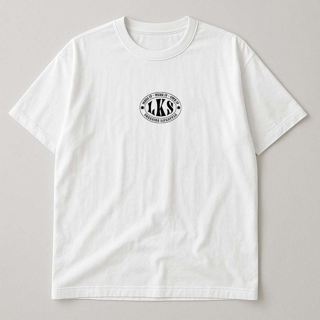 T-Shirt Branca Oversized LKS Company Shield