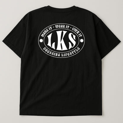 T-Shirt Preta Oversized LKS Company Shield