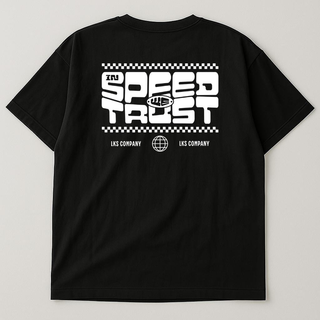 T-Shirt Preta Oversized LKS Company In Speed We Trust