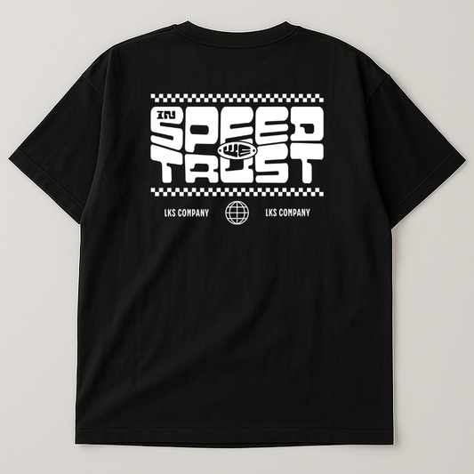 T-Shirt Preta Oversized LKS Company In Speed We Trust