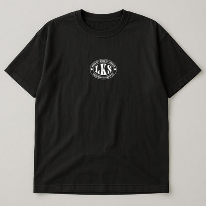 T-Shirt Preta Oversized LKS Company Shield