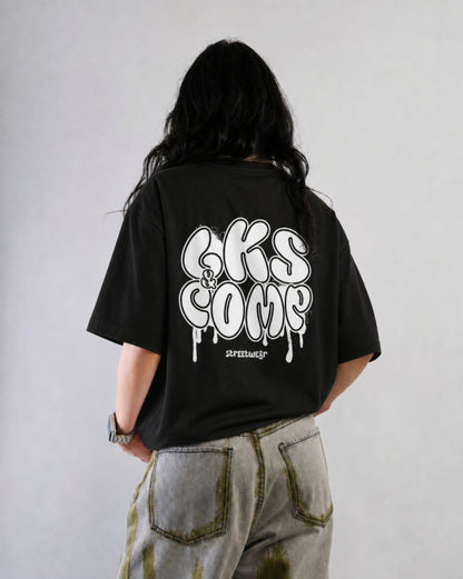 T-Shirt Preta Oversized LKS Company Graffiti