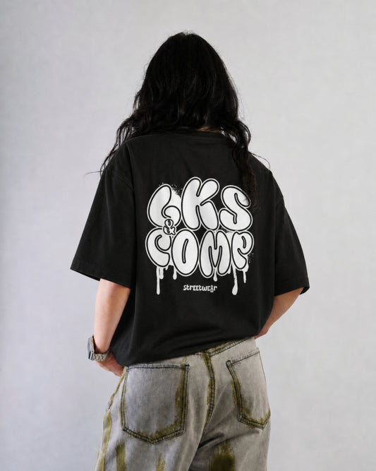 T-Shirt Preta Oversized LKS Company Graffiti