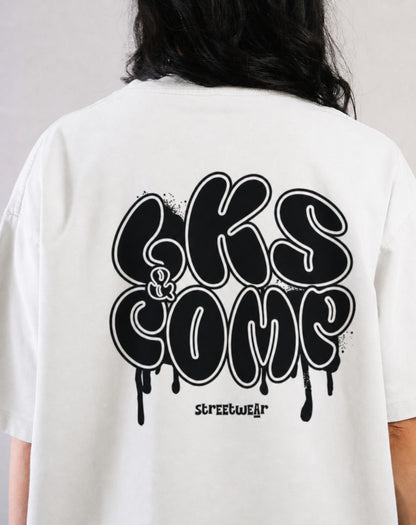 T-Shirt Branca Oversized LKS Company Graffiti