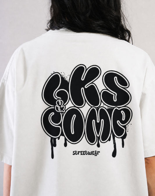 T-Shirt Branca Oversized LKS Company Graffiti